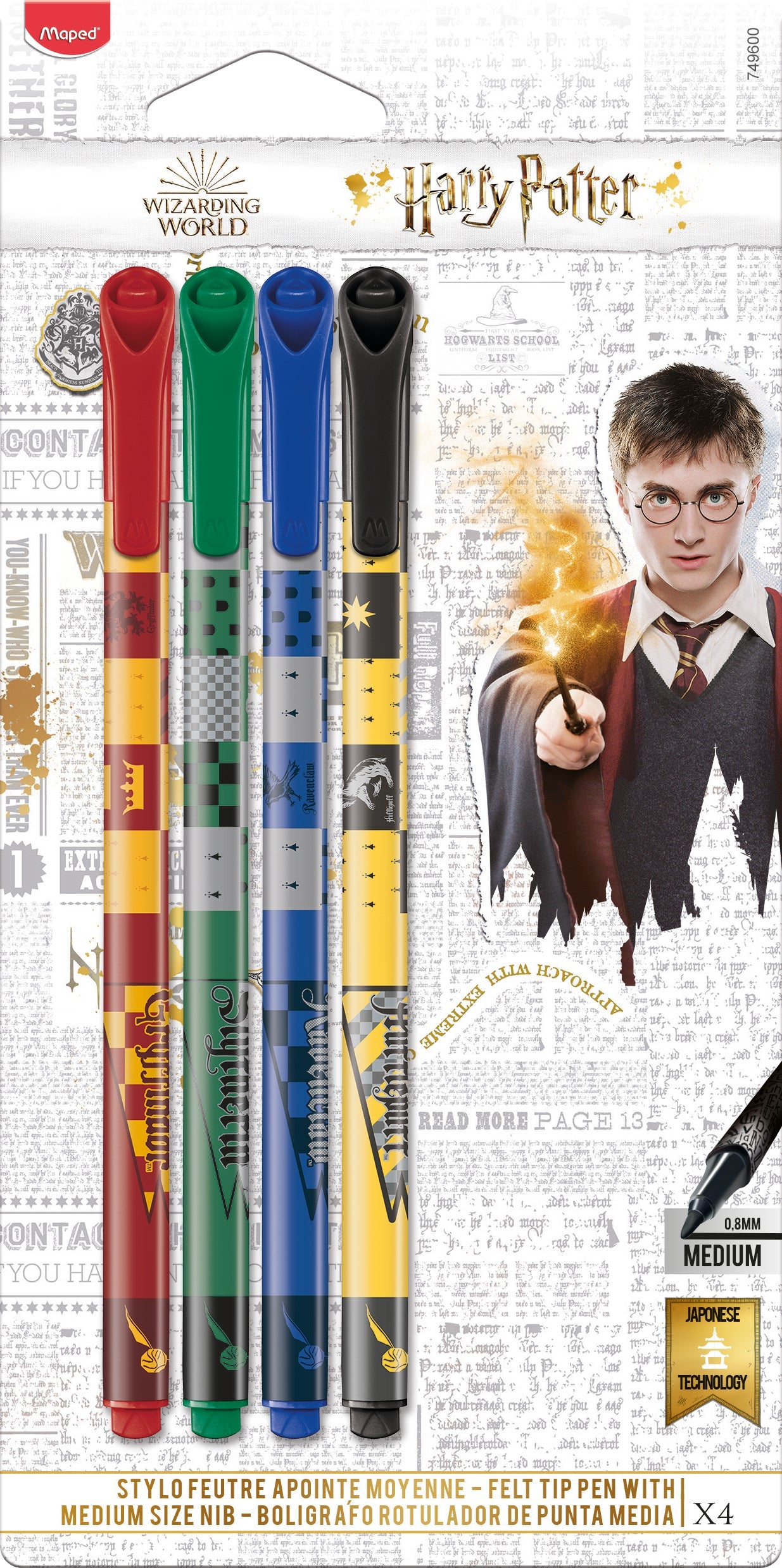 Maped, Felt Tip Pen Harry Potter Pac=4 col MD-749600