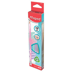 Maped, Black Peps Gl.Deco Pencil w/Ersr Bx=12EA MD-851804