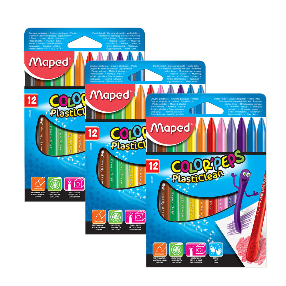 Maped, Color Peps PlastcCrayons 12Col 2+1 Pac MDP-VP-132