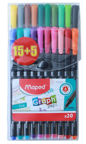 Maped Graph Peps Fineliner Assorted Colors Pot 60 MD-749161