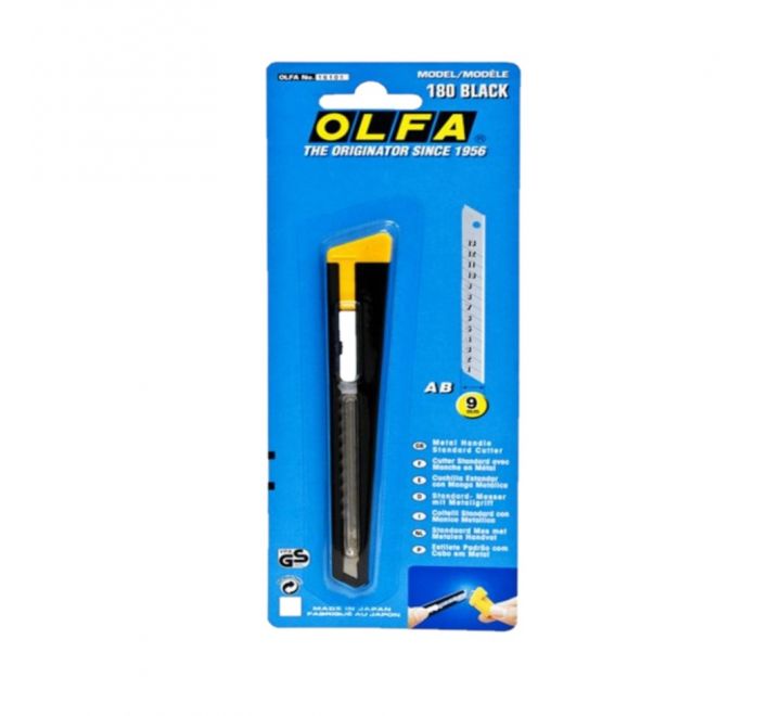 Olfa Standard Cutter Metal handle Packet Clip OL-180-BK