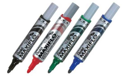 Pentel Maxiflo Whiteboard Marker Blt Wallet 4 Piece PE-MWL5M-04