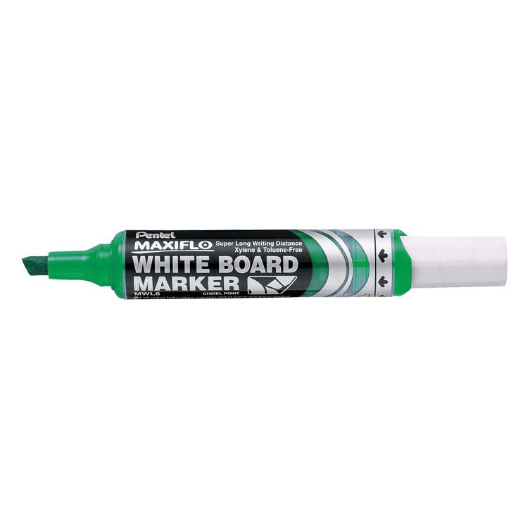 Pentel Maxiflo Whiteboard Marker Chisel Green PE-MWL6-D