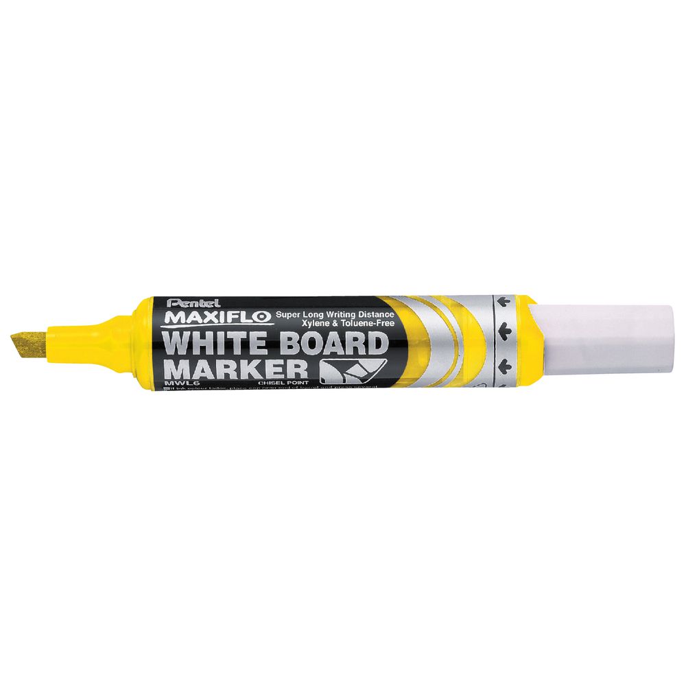 Pentel Maxiflo Whiteboard Marker Chisel Yellow PE-MWL6-G