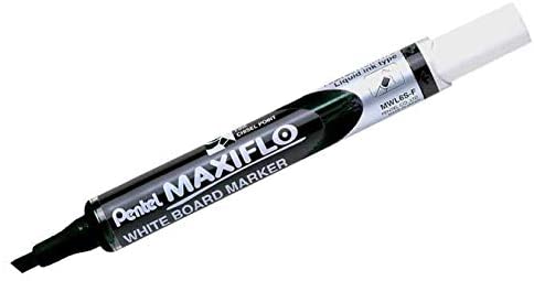 Pentel Maxiflo White board Marker Slim Chisel Black PE-MWL6S-A