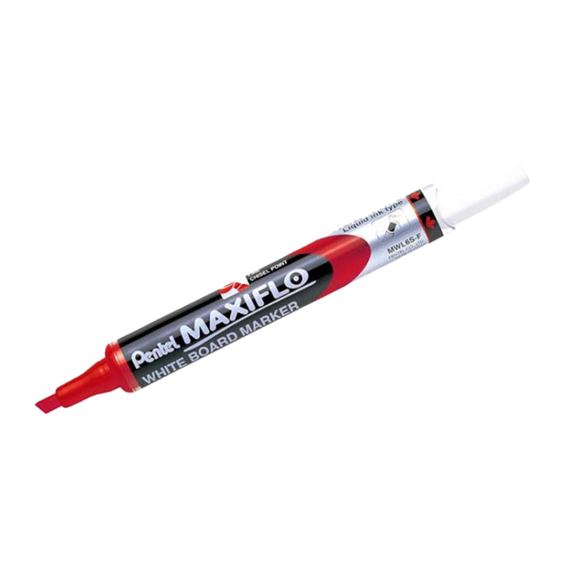Pentel Maxiflo White board Marker Slim Chisel Red PE-MWL6S-B