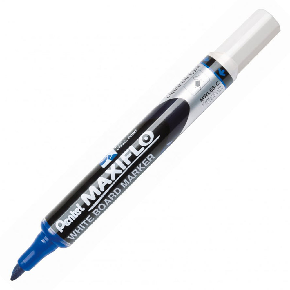 Pentel Maxiflo White board Marker Slim Chisel Blue PE-MWL6S-C