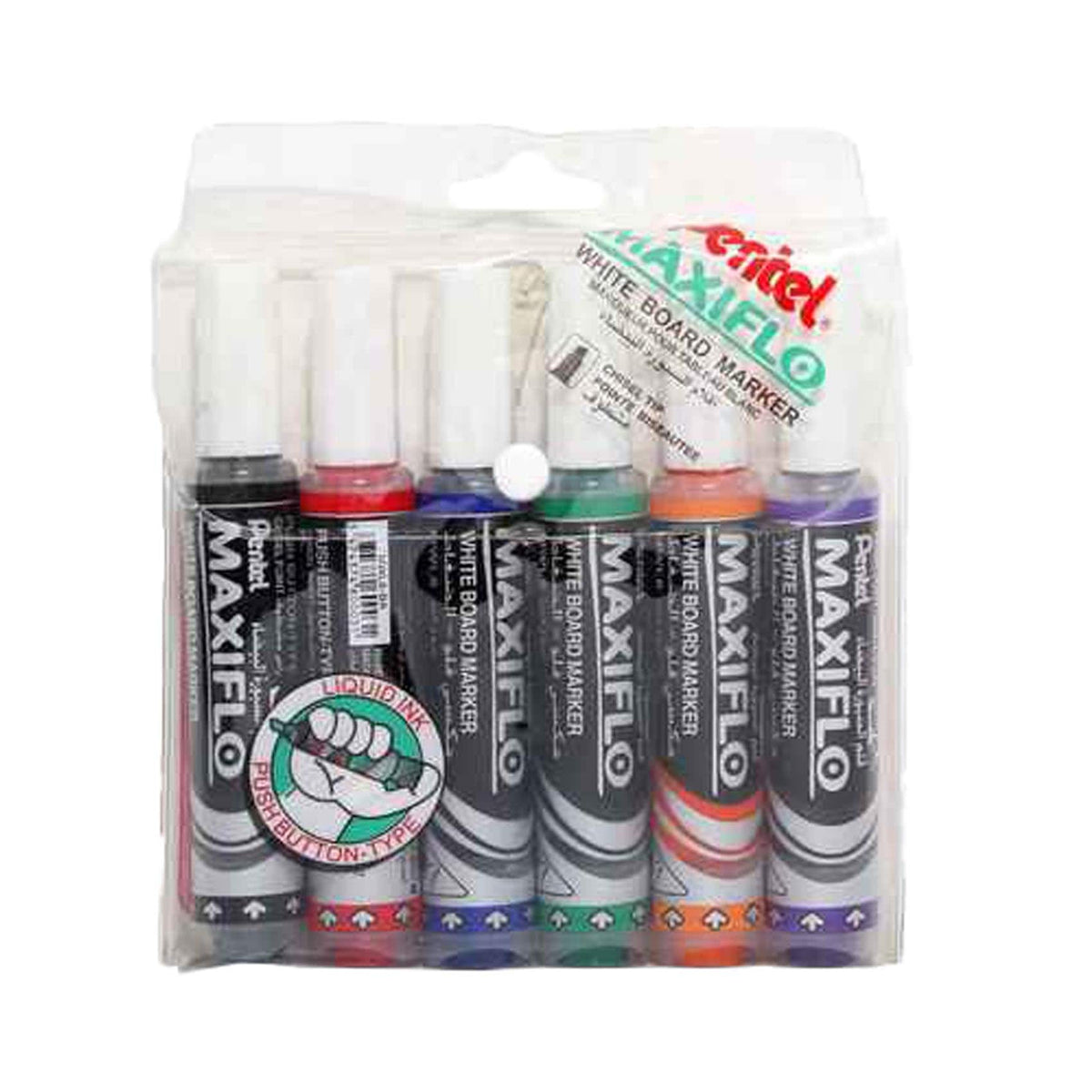 Pentel Maxiflo WB Marker Chisel Value Pack 6 Piece PEP-MWL6-06
