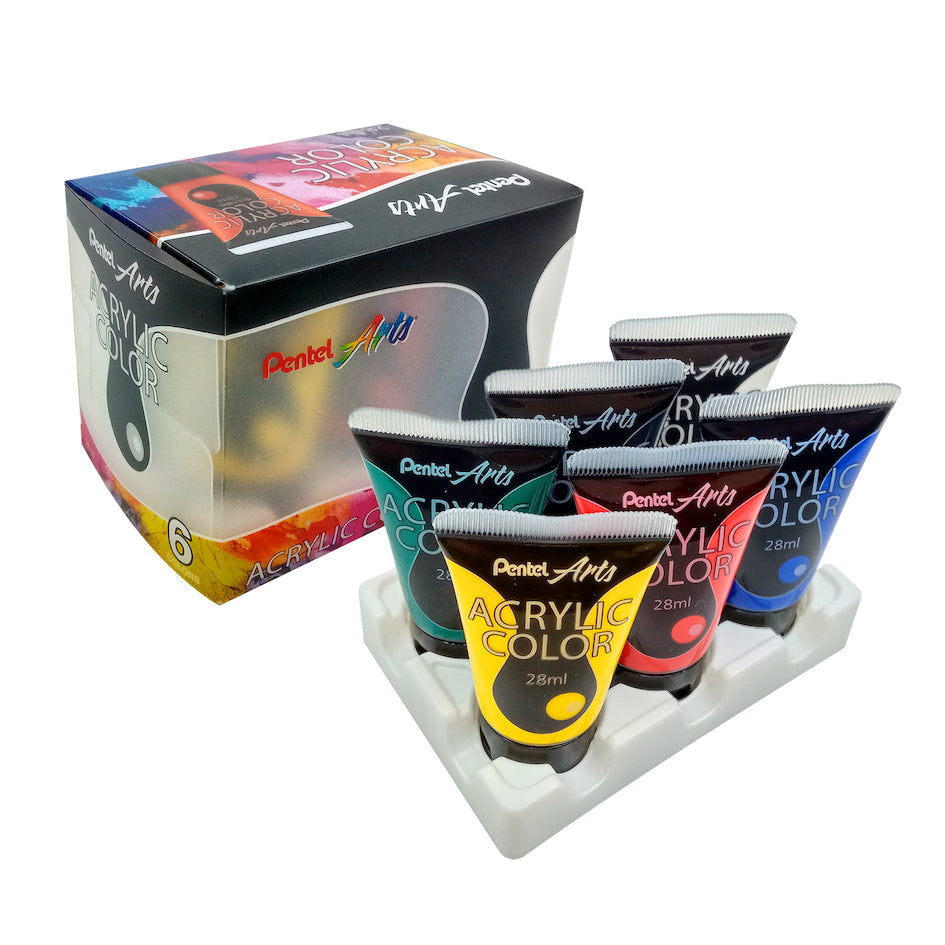 Pentel Acrylic color 28 ml Set 6 colors PE-WA2-6E