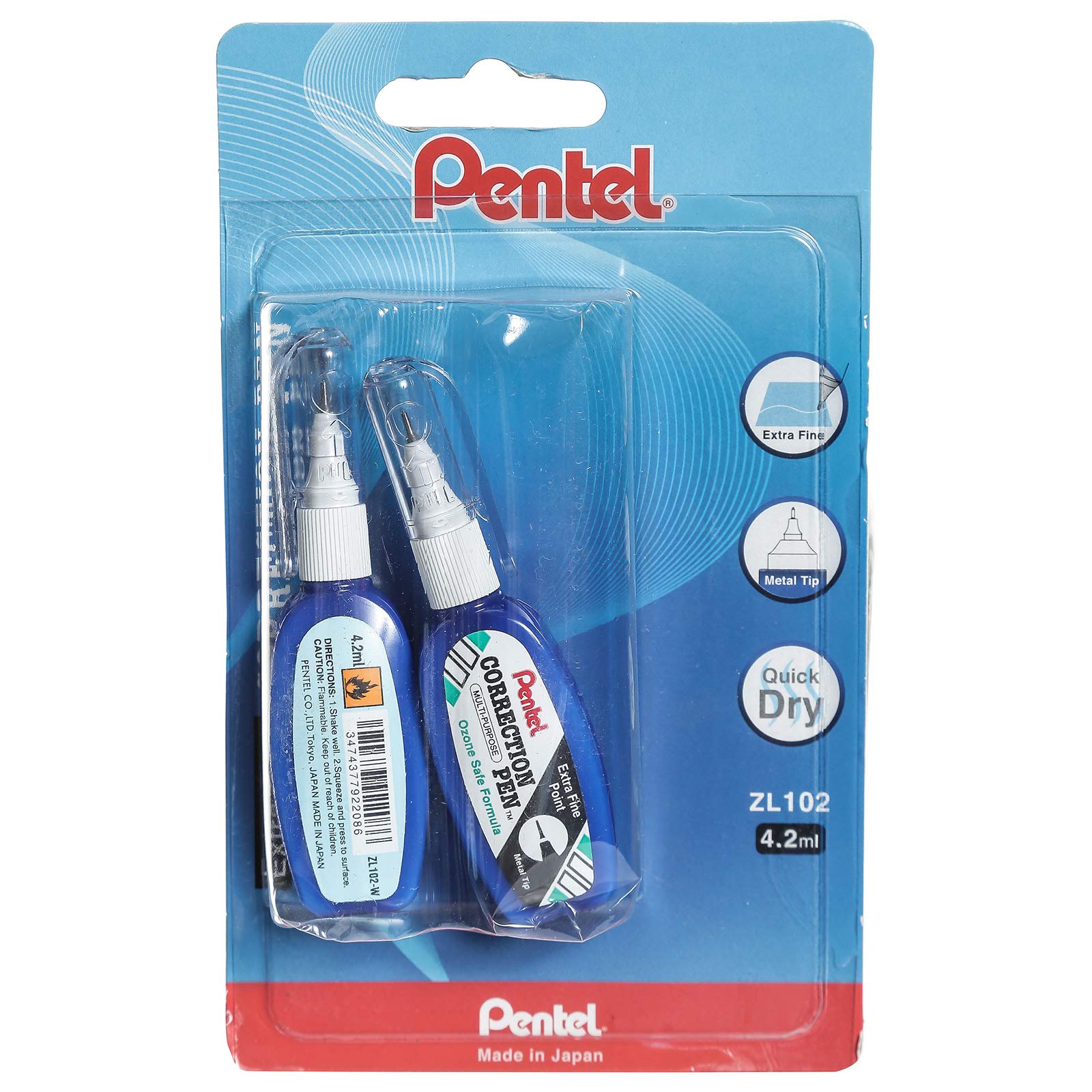 Pentel Correction ZL102 Xtra Fine 2 Piece PE-ZL102-02