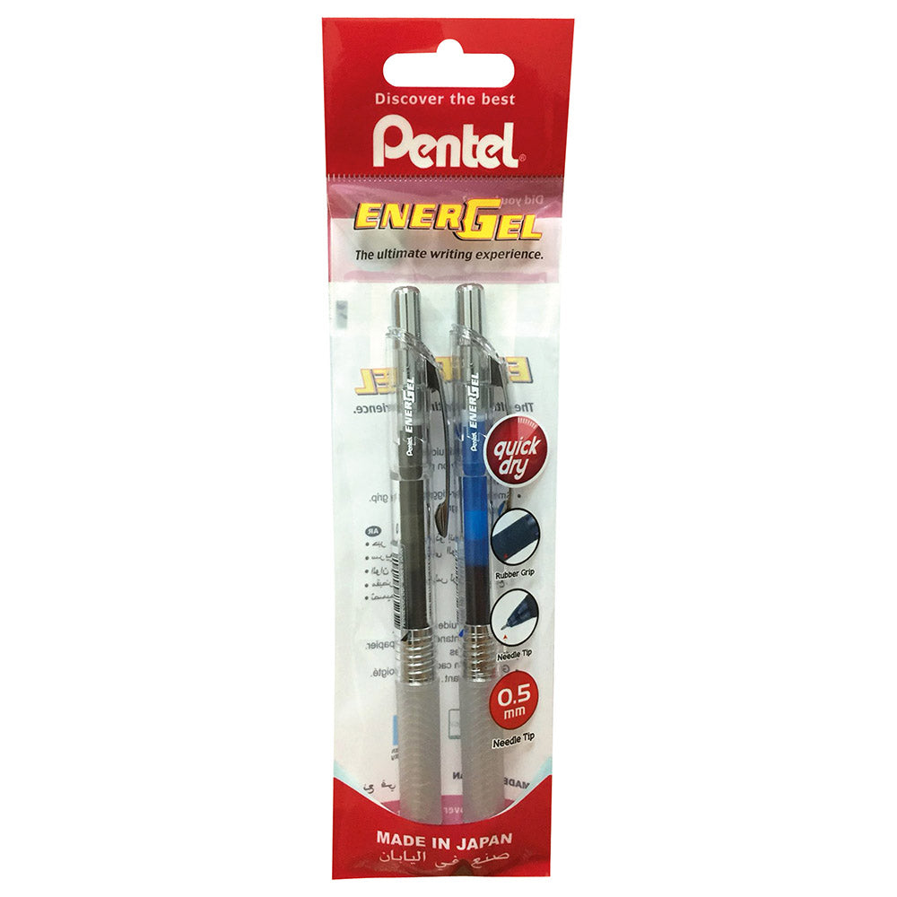 Pentel Energel Infree 0.5 mm 2 Pieces 1 Blue and 1 Black PE-BLN75TL-02AC