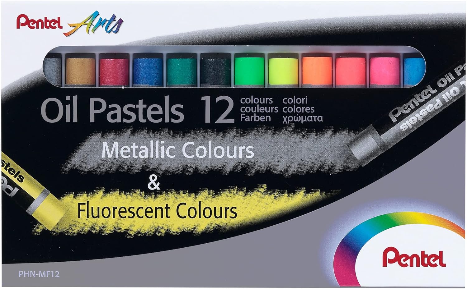 Pentel Oil Pastel Metallic+Flourscent St=12cols
