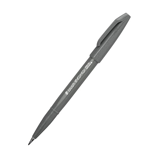 Pentel Sign Pen Brush Tip 0.5-2mm GY BX=10