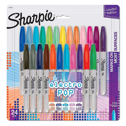Sharpie Permanent Marker Fine Electro Pop 24 Colors SP-1940862
