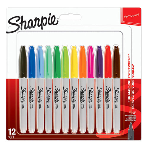 Sharpie Permanent Marker Fine 12 Colors SP-2065404