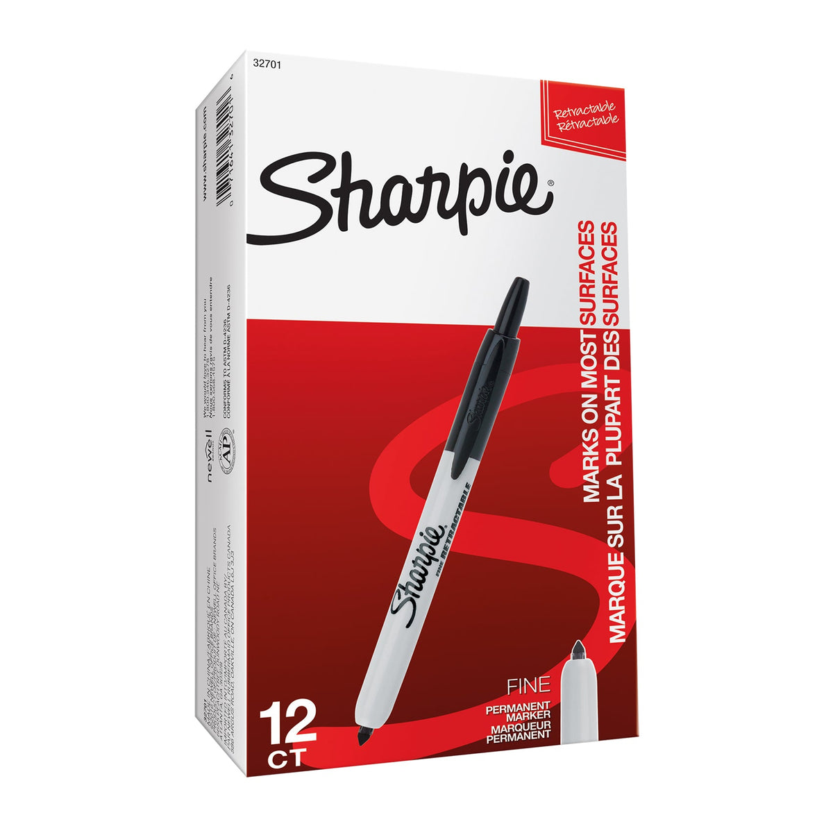 Sharpie P.Marker Fine RT Black Bx=12Pcs