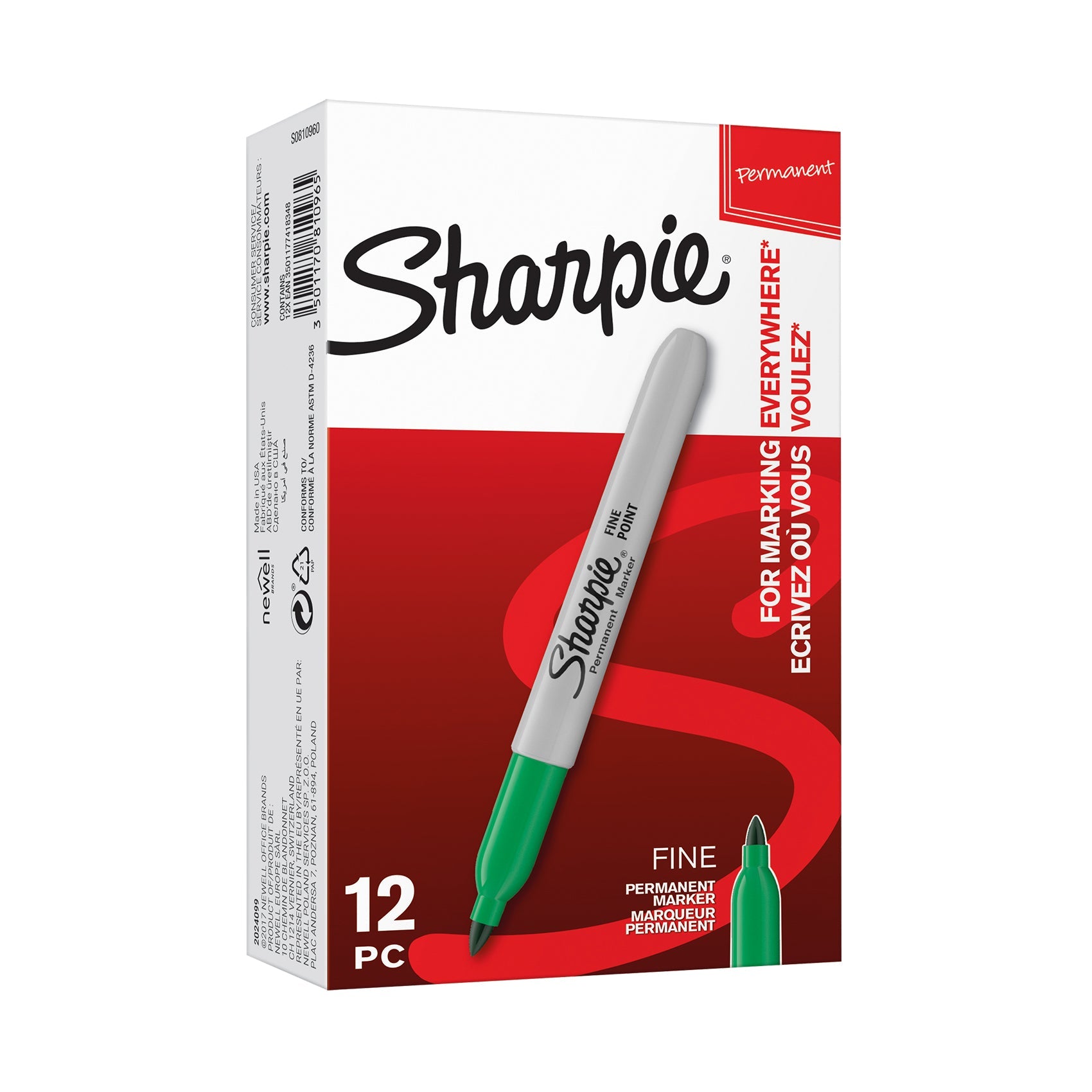Sharpie P.Marker Fine Green Bx=12Pcs
