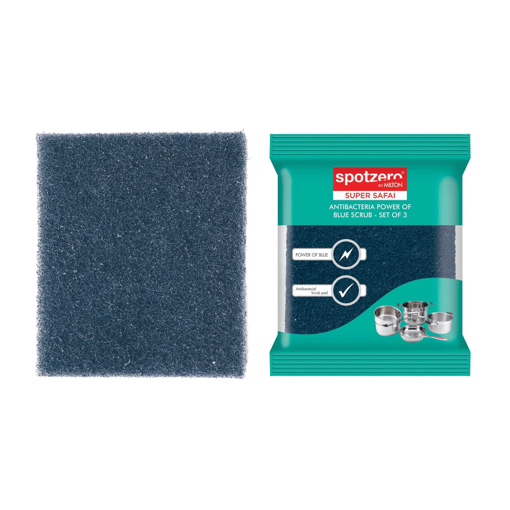 Spotzero Anti-bacteriaScrubBlue Pac=3pcs