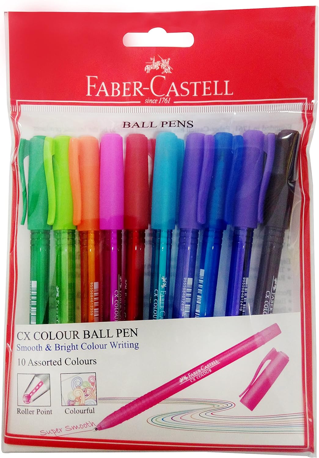 FABER CASTELL CX BP 0.7MM POLY BAG OF 10PC ASST