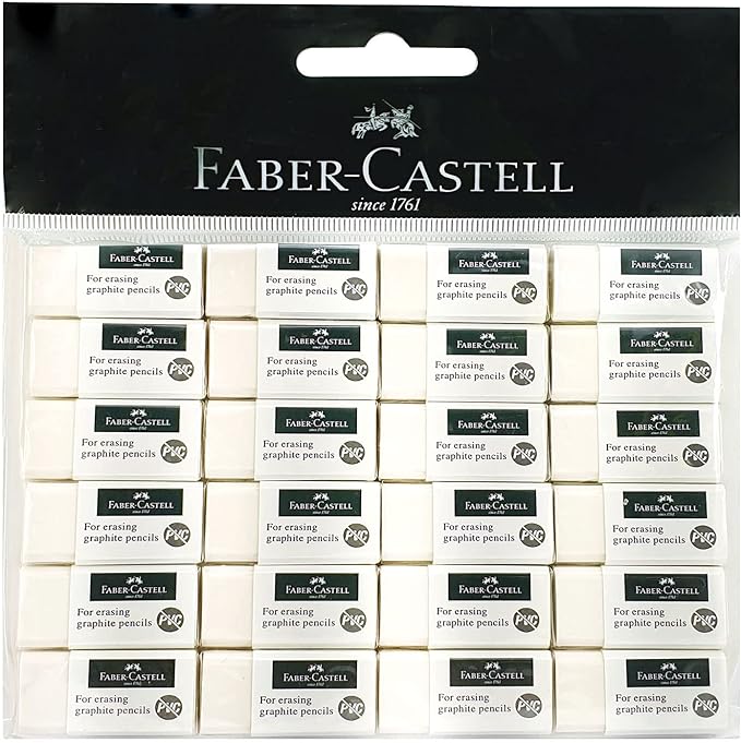 FABER CASTELL ERASER PVC-FREE (GREEN LOGO) WHITE 24X