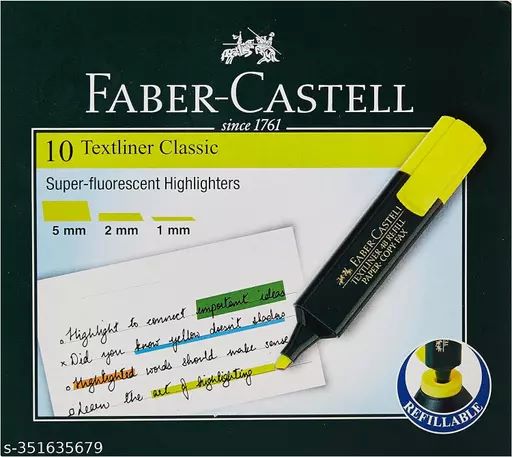 FABER CASTELL CLASSIC HIGHLIGHTER BOX OF 10PC YELLOW