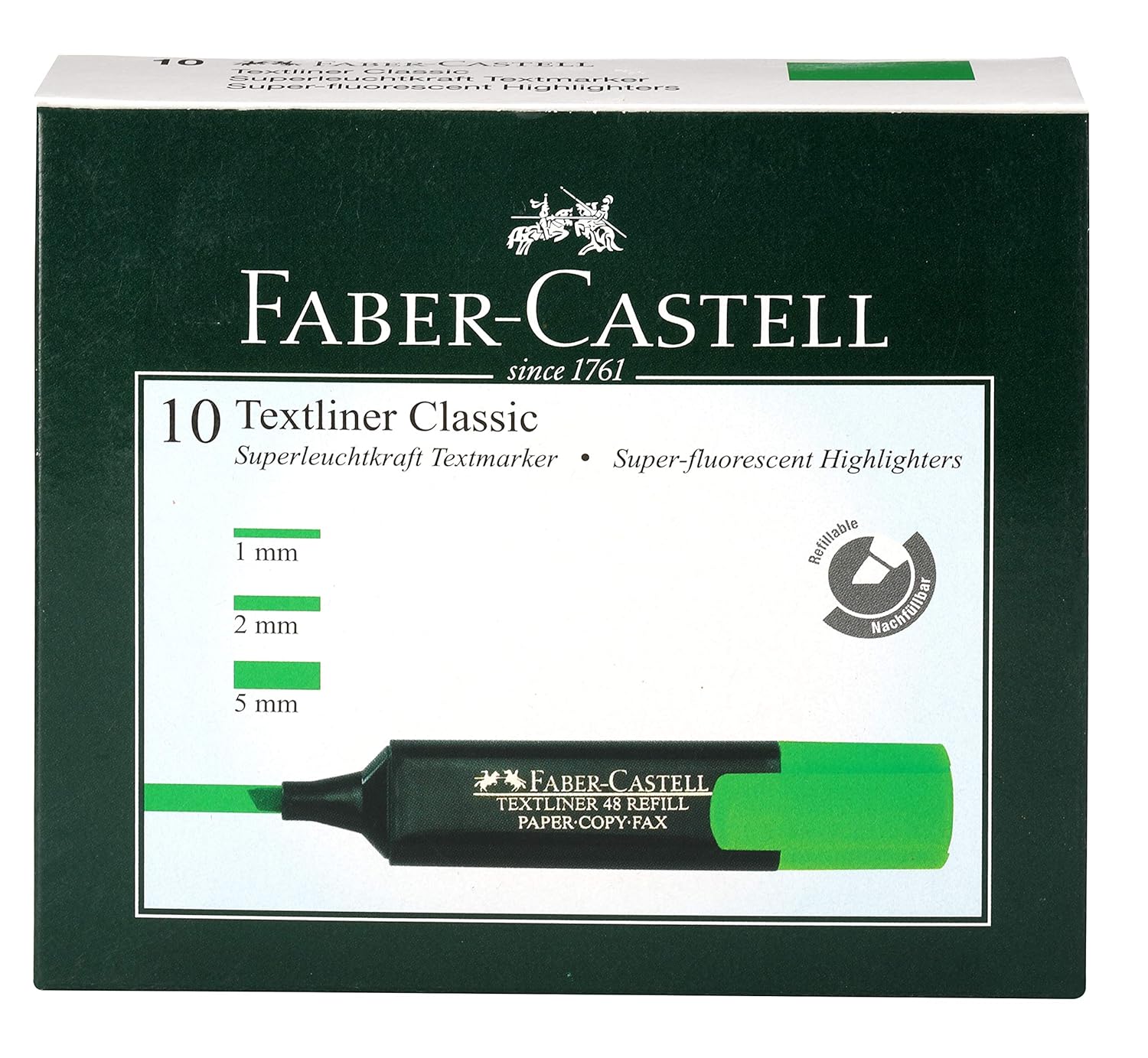 FABER CASTELL CLASSIC HIGHLIGHTER BOX OF 10PC GREEN