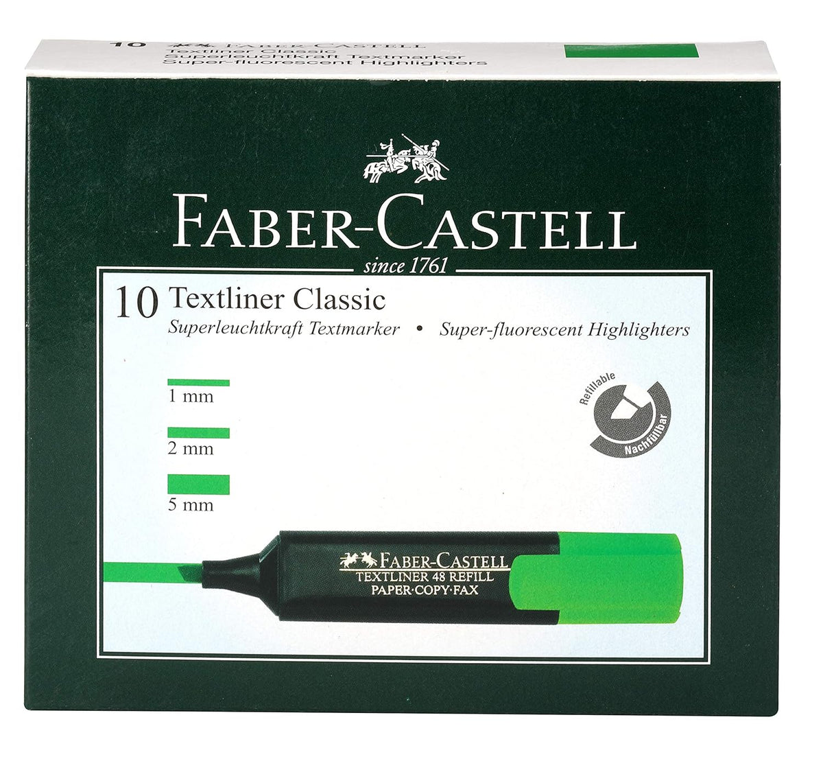 FABER CASTELL CLASSIC HIGHLIGHTER BOX OF 10PC GREEN