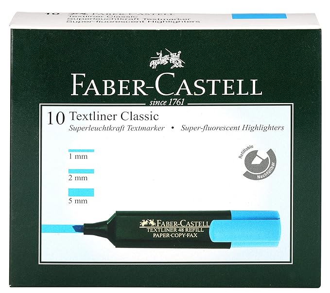 FABER CASTELL CLASSIC HIGHLIGHTER BOX OF 10PC BLUE