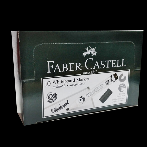 FABER CASTELL WHITEBOARD MARKER CHISEL BOX OF 10PC BLACK