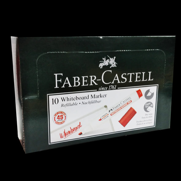 FABER CASTELLWHITEBOARD MARKER CHISEL BOX OF 10PC RED