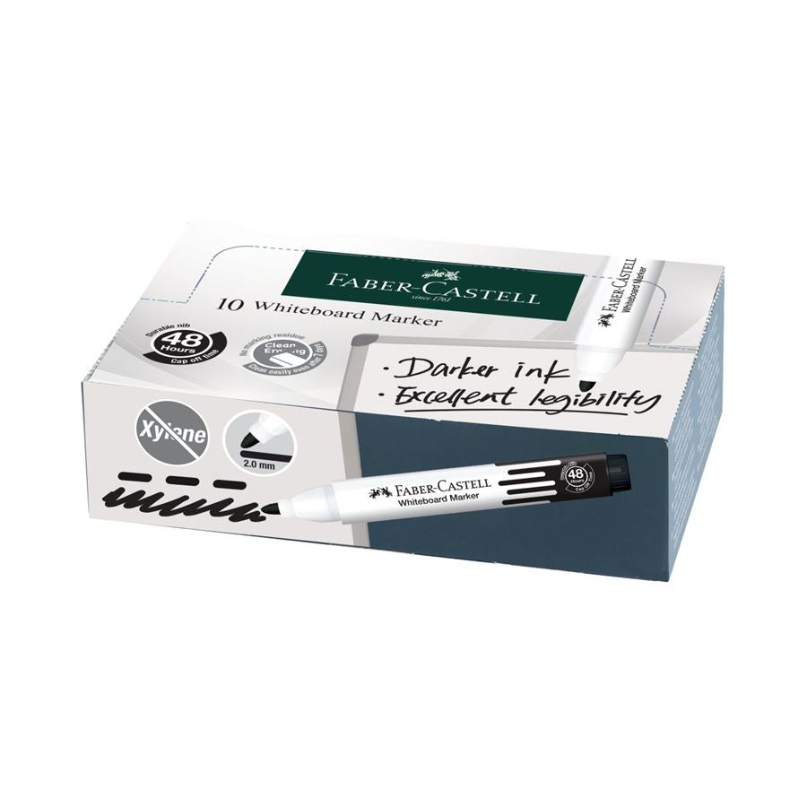 FABER CASTELL WHITEBOARD MARKER BULLET BOX OF 10PC BLACK