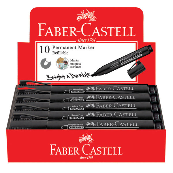 FABER CASTELL PERMANENT MARKER BULLET BOX OF 10PC BLACK