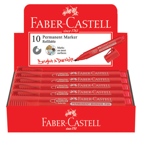 FABER CASTELL PERMANENT MARKER BULLET BOX OF 10PC RED