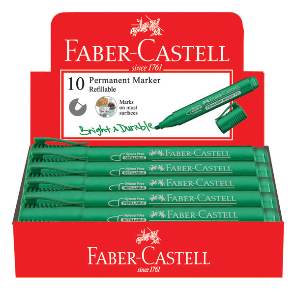 FABER CASTELL PERMANENT MARKER BULLET BOX OF 10PC GREEN