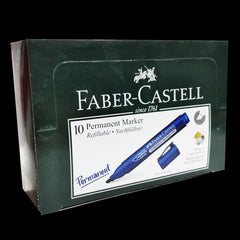 FABER CASTELL PERMANENT MARKER CHISEL BOX OF 10PC BLUE