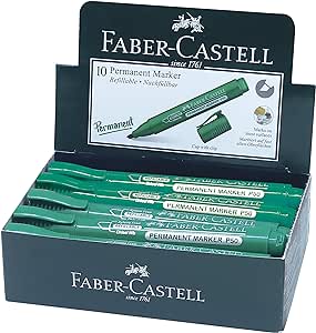 FABER CASTELL PERMANENT MARKER CHISEL BOX OF 10PC GREEN