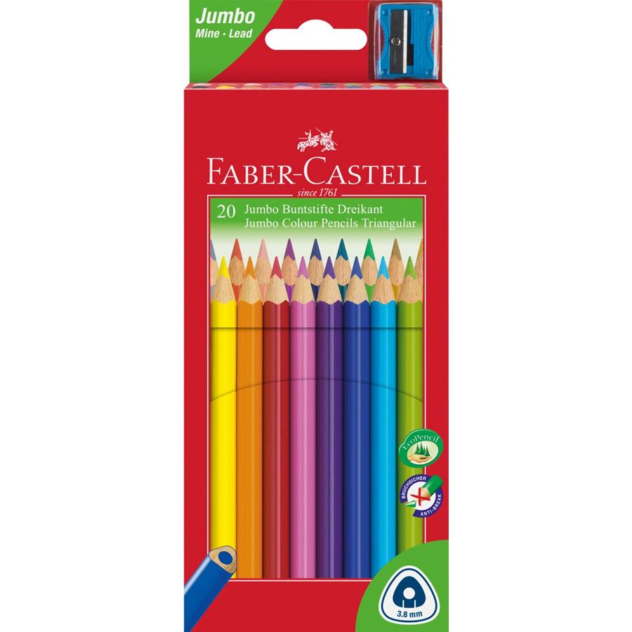 FABER CASTELL JUNIOR TRI COLOUR PENCILS 20 COLOUR