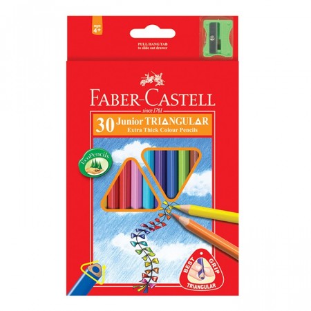 FABER CASTELL JUNIOR TRI COLOUR PENCILS 30 COLOUR