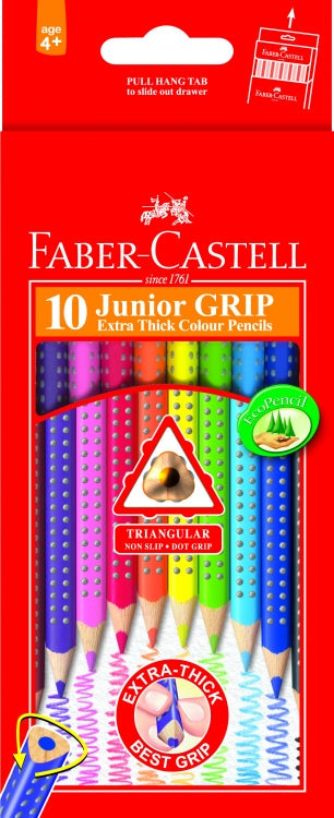 FABER CASTELL GRIP JUNOR COLOUR PENCILS 10 COLOUR
