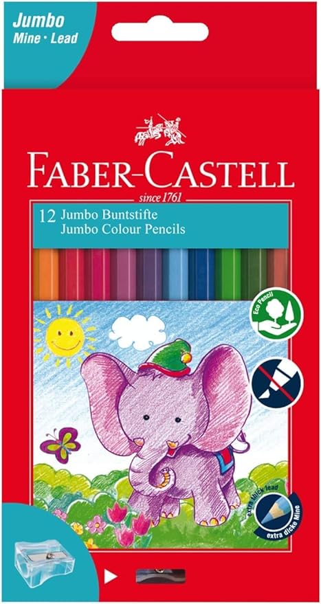FABER CASTELL JUMBO COLOUR PENCILS 12 COLOUR