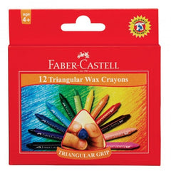 FABER CASTELL TRIANGULAR WAX CRAYONS 12 COLOR 90MM