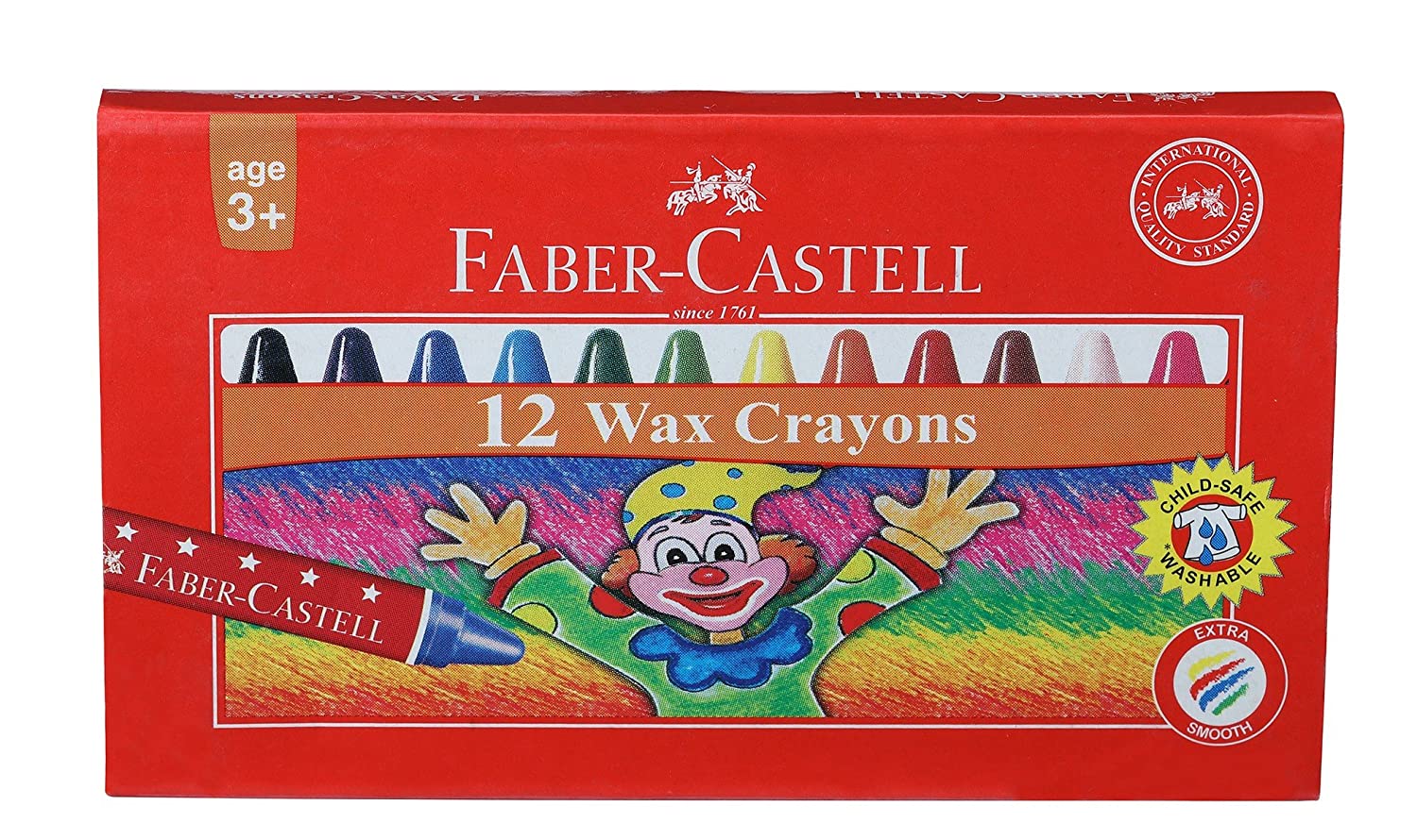 FABER CASTELL WAX CRAYONS ROUND 58MM 11MM 12COLOR