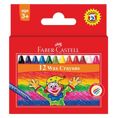 FABER CASTELL WAX CRAYONS 12 COLOR 75MM