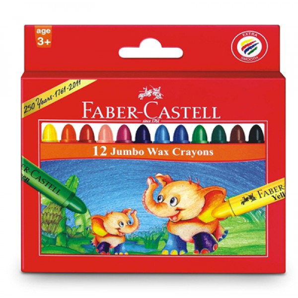 FABER CASTELL JUMBO WAX CRAYONS 12 COLOR 90MM