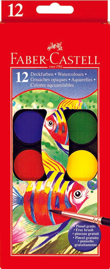FABER CASTELL WATERCOLORS 12 COLOR 24MM