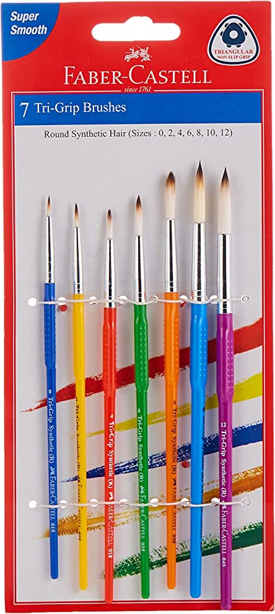 FABER CASTELL SYNTHETIC HAIR BRUSH ROUND 7PC 0,2,4,6,8,10,12