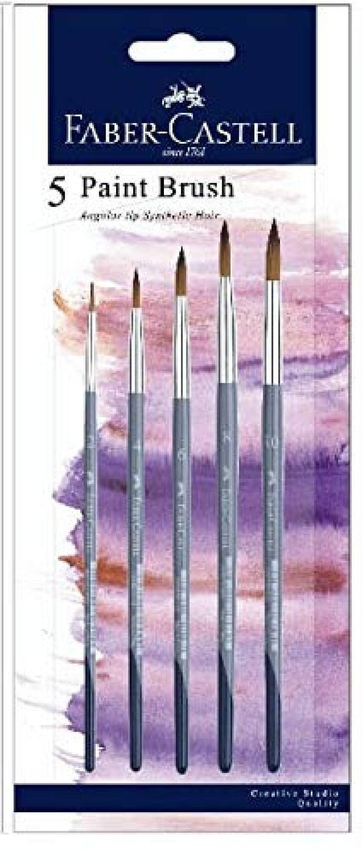 FABER CASTELL SYNTHETIC ROUND BRUSHES ASSTD BLISTER SET OF 5