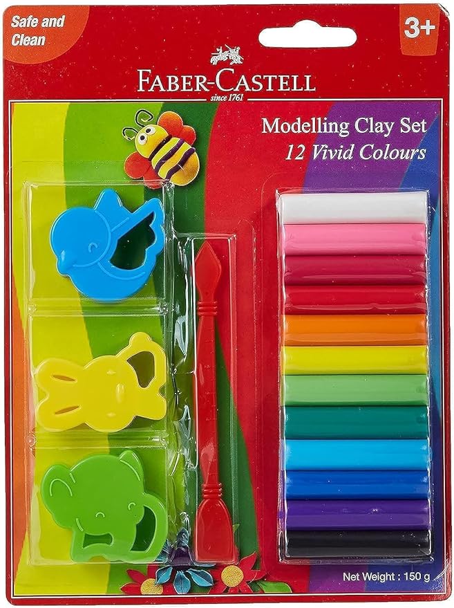 FABER CASTELL MODELLING CLAY 150GM (12X12.5GM) + ACCESSORIES