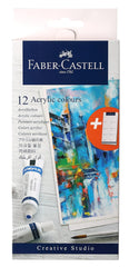 FABER CASTELL ACRYLIC COLORS SET OF 12 X 9ML TUBES IN A CARDBOARD PACK