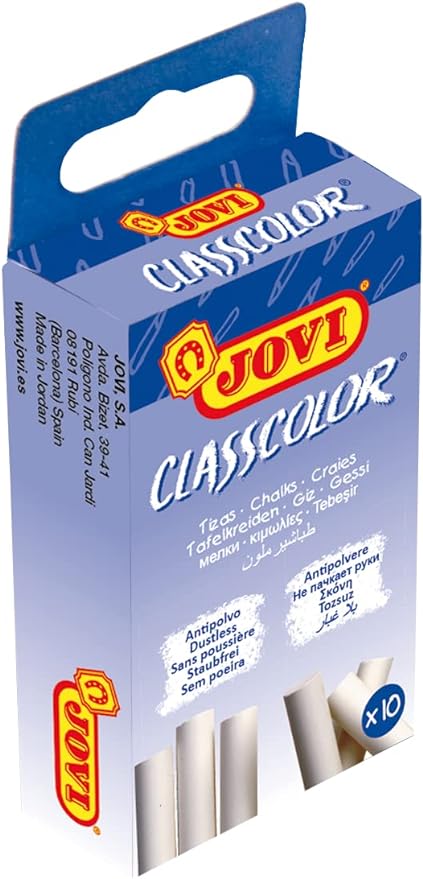 JOVI DUSTLESS CHALKS 9MMX80MM WHITE 10PC